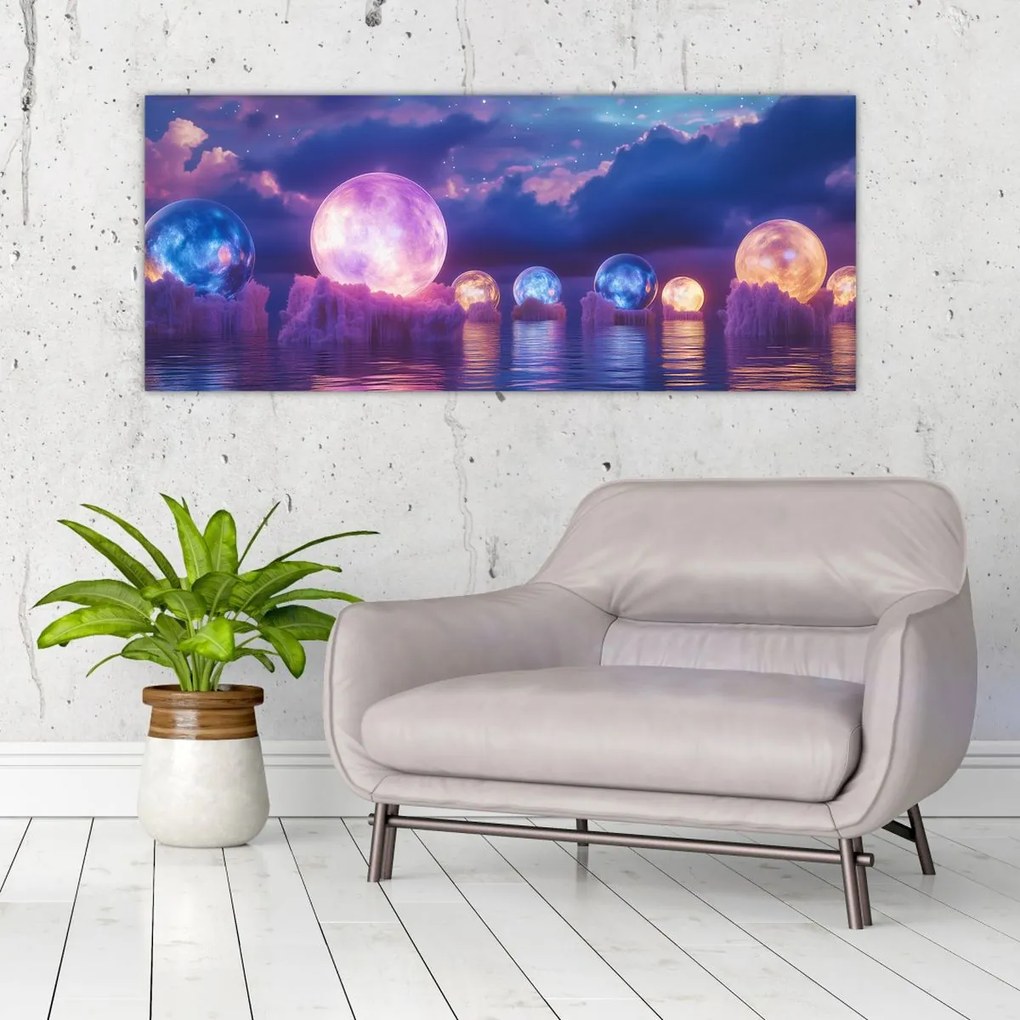 Kép - Bolygók a vízen (120x50 cm)