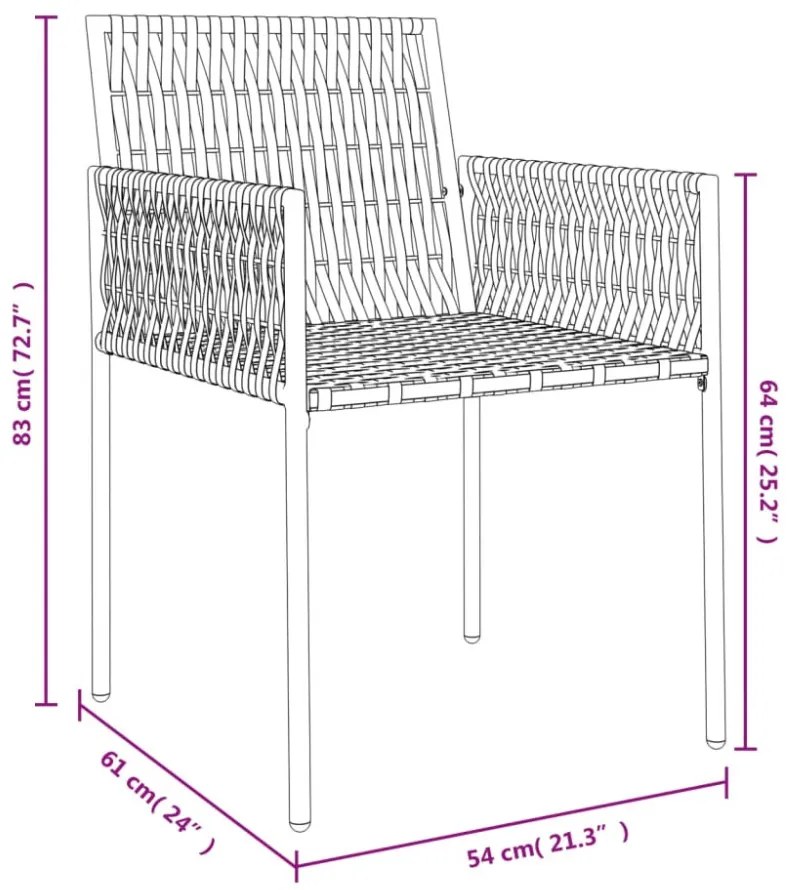 2 db barna polyrattan kerti szék párnával 54 x 61 x 83 cm