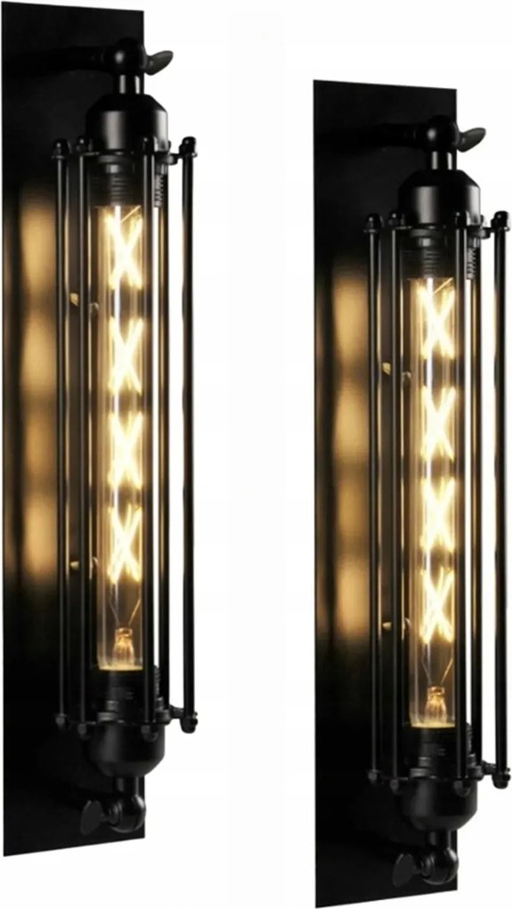 2 Fali lámpa nappaliba E27 retro fekete