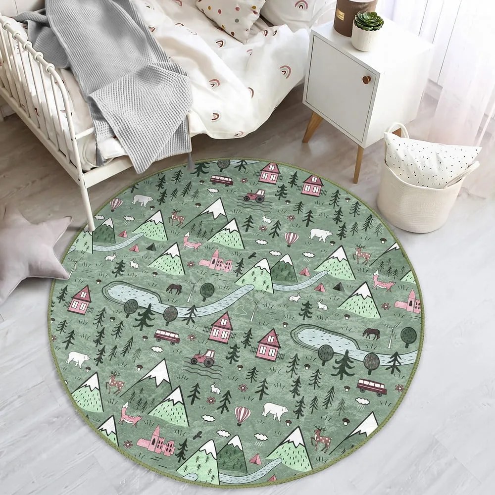 Zöld gyerek szőnyeg ø 120 cm Comfort – Mila Home
