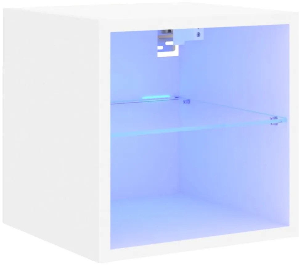 fehér falra szerelhető TV-szekrény LED-lámpákkal 30x28,5x30 cm