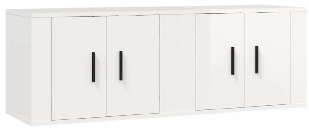2 db magasfényű fehér fali TV-szekrény 57 x 34,5 x 40 cm