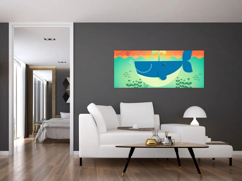 Kép - Vidám bálna a tengerben (120x50 cm)