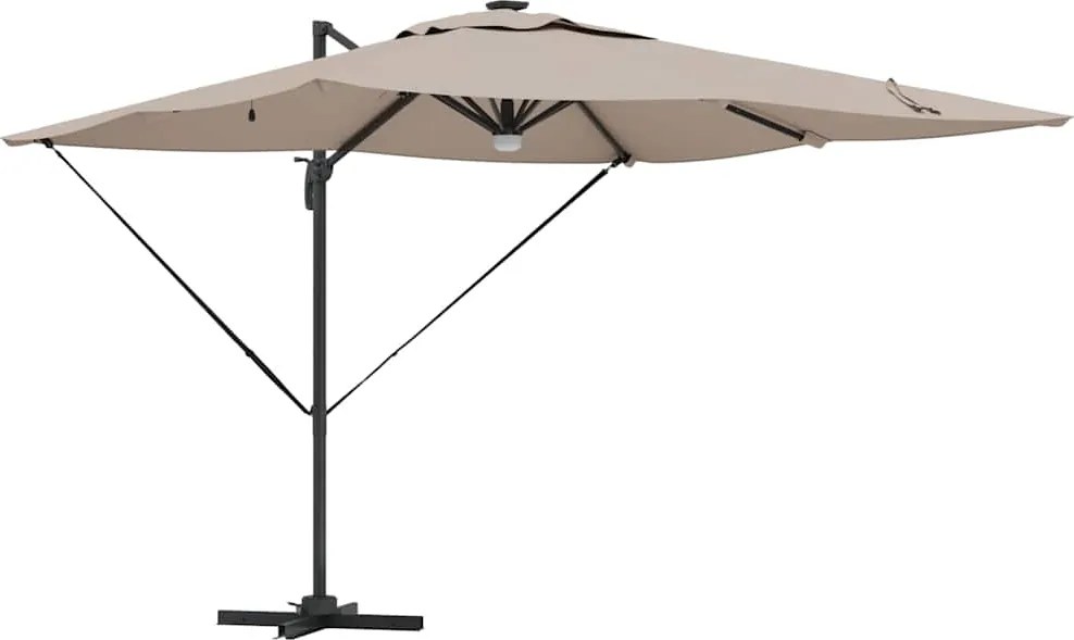 vidaXL Roma napernyő LED -es lámpákkal Tópszínű 286 x 284 x 270 cm