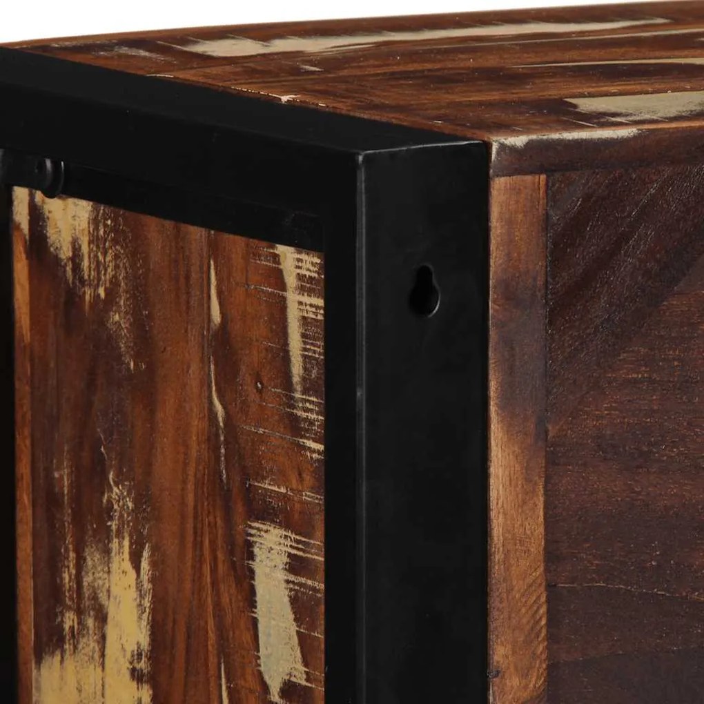 többszínű tömör újrahasznosított fa TV-szekrény 80x30x25 cm