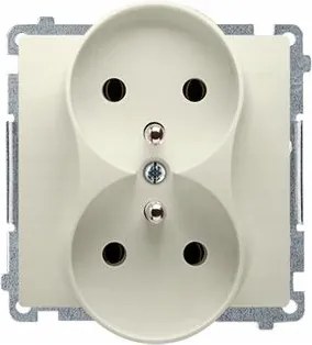 Dupla földelt aljzat Kontakt tűvel Simon Basic krém/BÉZS