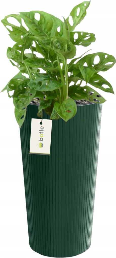 Kerek virágtartó kaspó Ø 25 cm H 48 cm Zöld elegáns magas csíkos