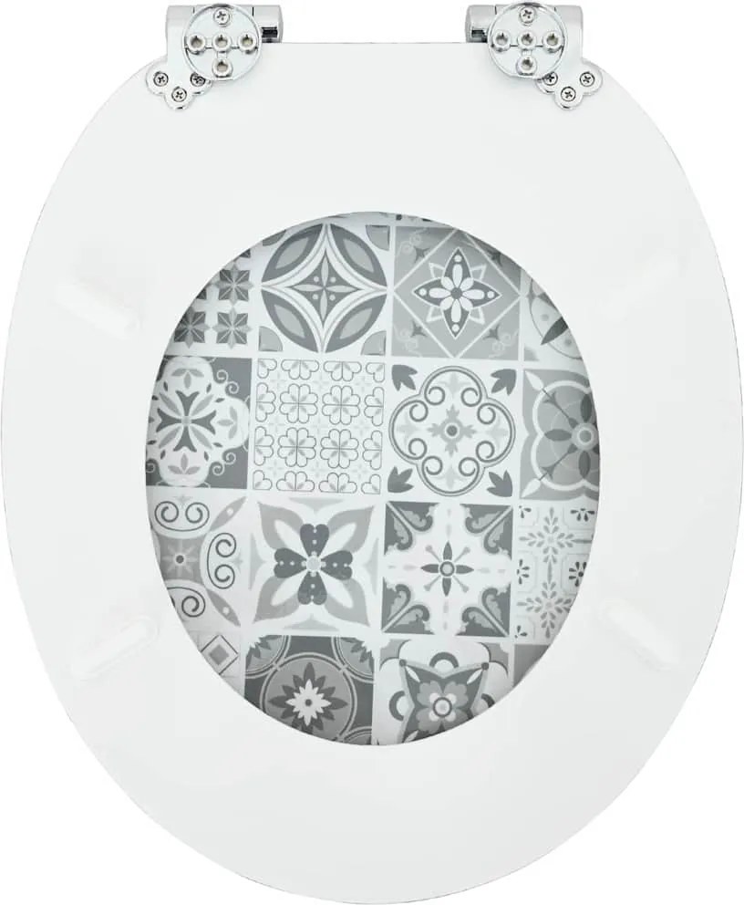 Lágy záródású WC ülőke Kék és fehér porcelán 44 x 38 cm MDF lap