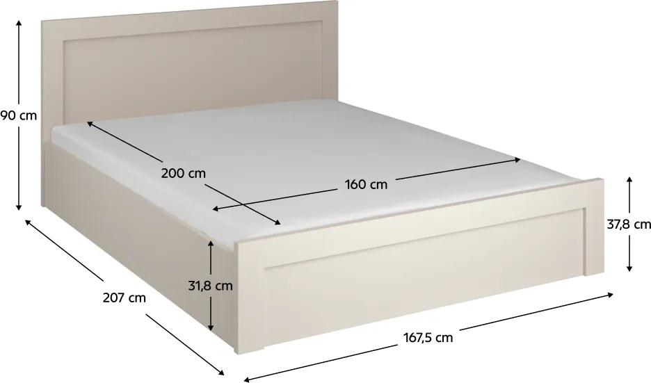 Ágy tárhellyel, 160x200, kasmír, KAROS