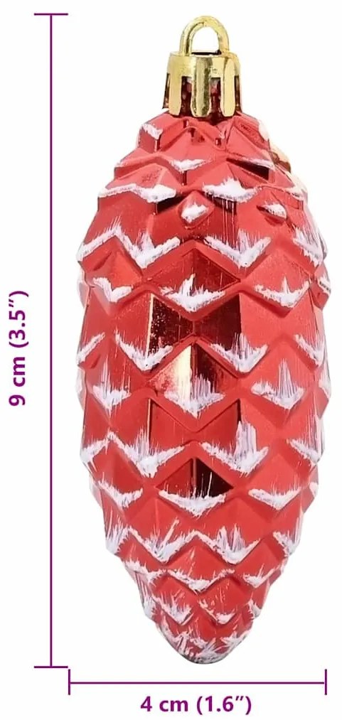 Karácsonyi tobozlabda 40 pcs Piros