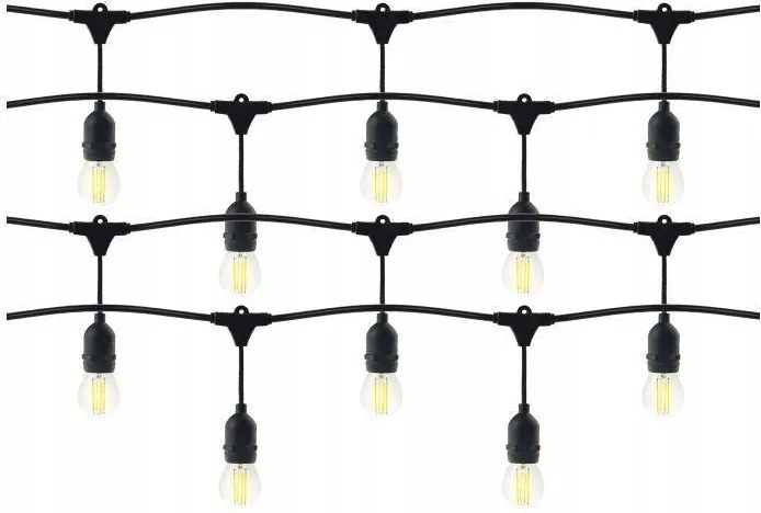 Világító girland 5m (5 lámpatest) 5 db 1W E27 3000K Led izzó