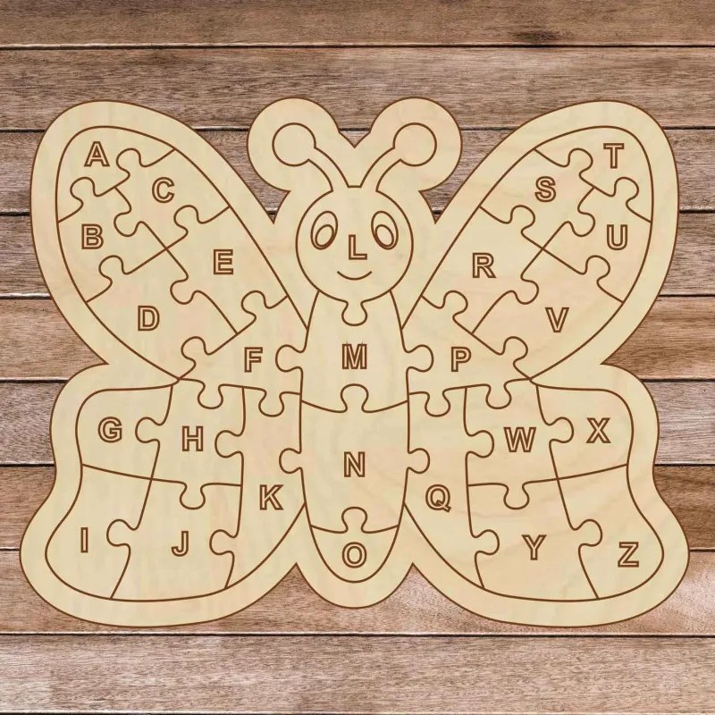 Gyermek fa puzzle - ábécé pillangó A -ZET 26 darab | SENTOP