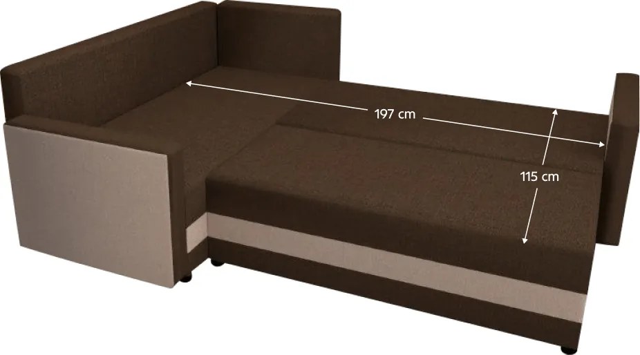 Univerzális ülőgarnitúra, bézs/barna, DINA L ROH