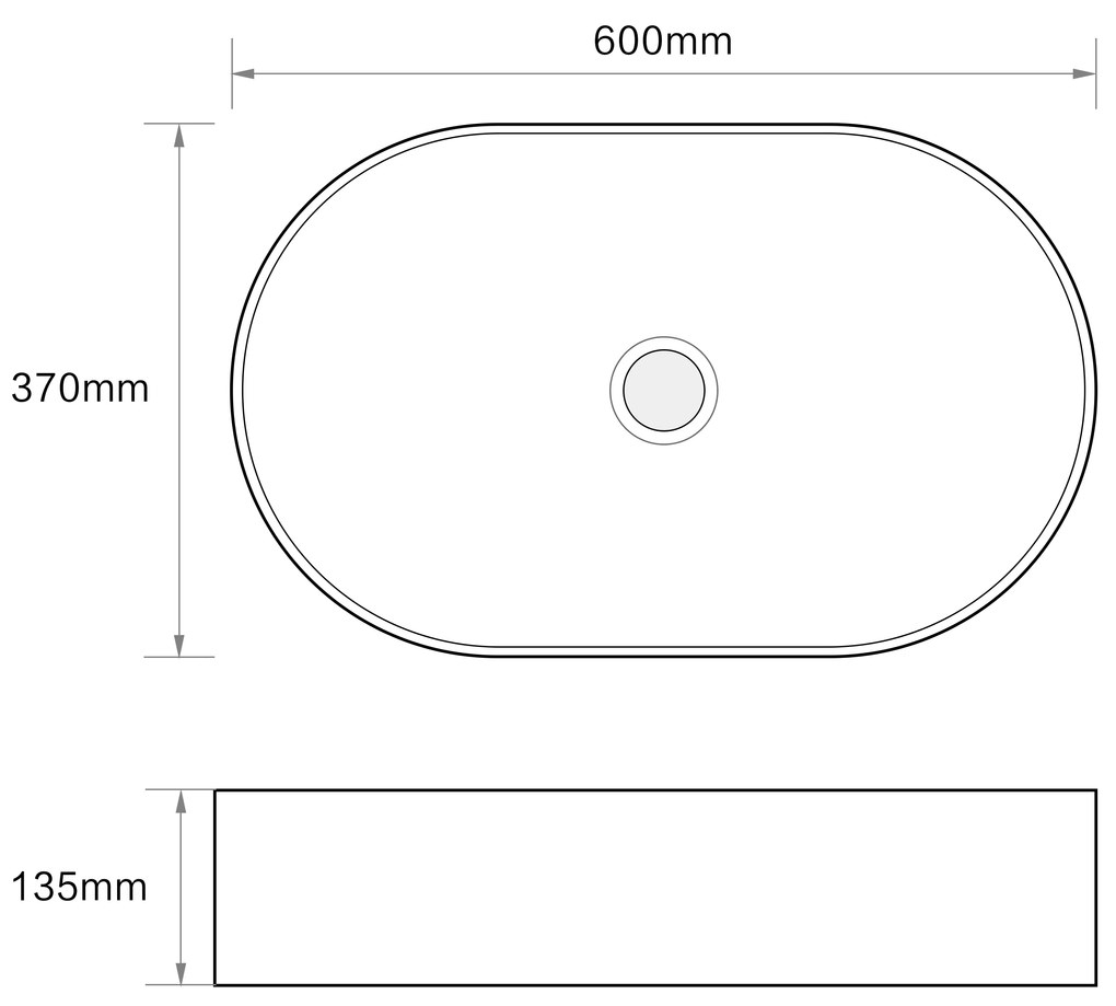 Erga Saanvi, asztali mosogató 600x370x135 mm, fekete matt, ERG-V03-9720B-M-001-BK