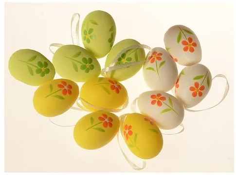 Kültéri függő tojáskészlet, magasság 4 cm, 12 dbcsomagban, vegyes színekben