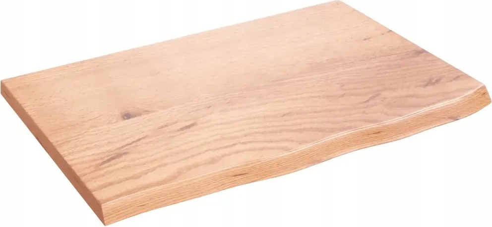 Polc, világosbarna, 60x40x2 cm, lakkozott tömör tölgyfa