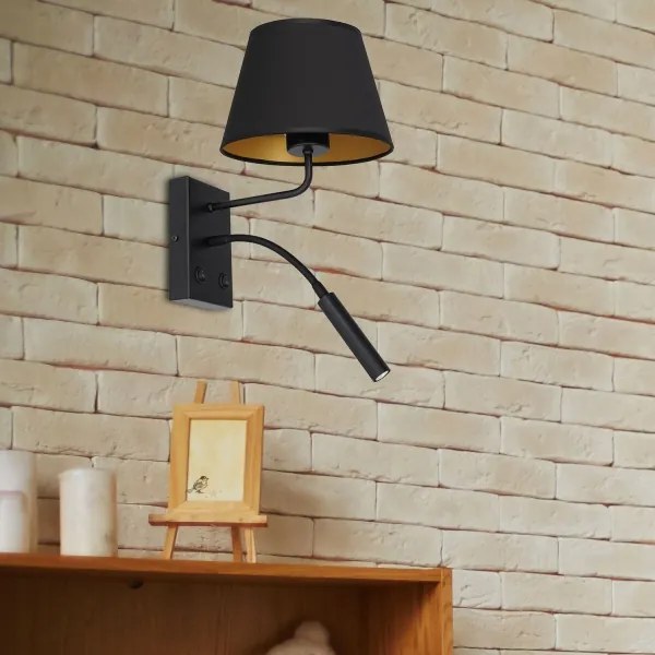 Fali lámpa ARDEN 1xE27/60W + 1xG9/8W fekete/arany