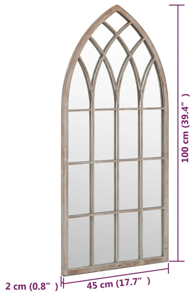 homokszínű vas kerti tükör kültéri használatra 100 x 45 cm