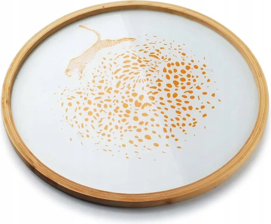 Dekorációs tálca arany Leopárd fa tálca 32 c