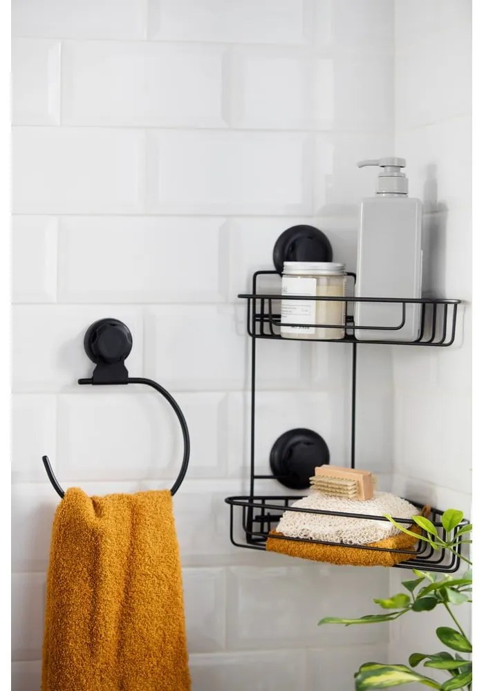 Bestlock Black Belt And Towel Support fekete öntapadós fali kéztörlőtartó - Compactor