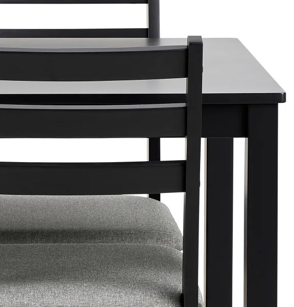 EMILY fekete étkezőasztal szett 4 székkel