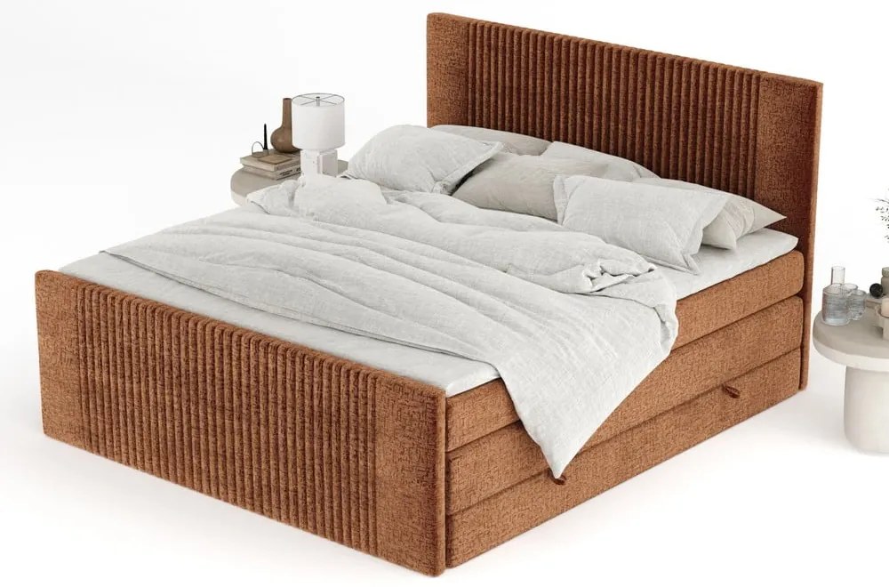 Narancssárga ágyneműtartós boxspring ágy 180x200 cm Bergamo – Maison de Rêve