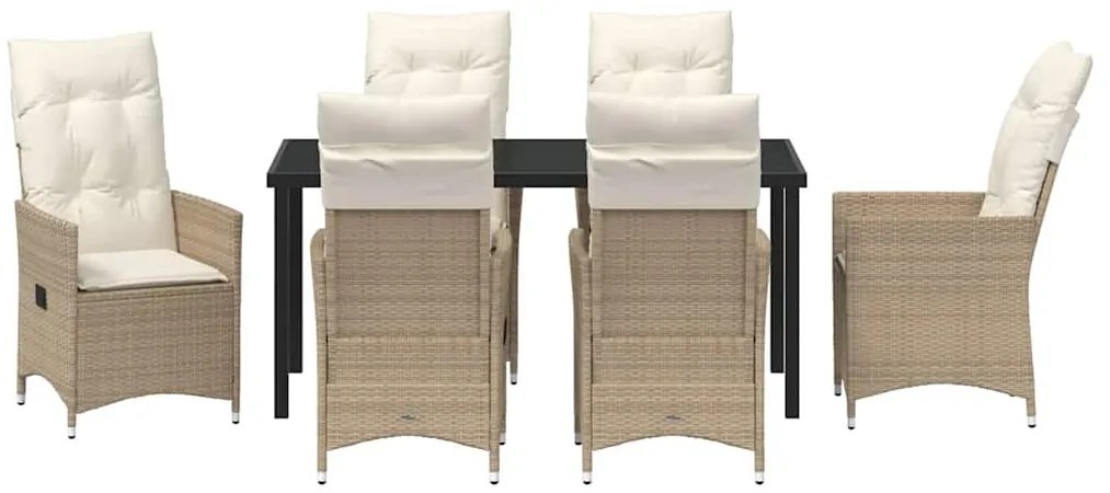 Kert étkező szett párnával 7 pcs Bézs Poli rattan