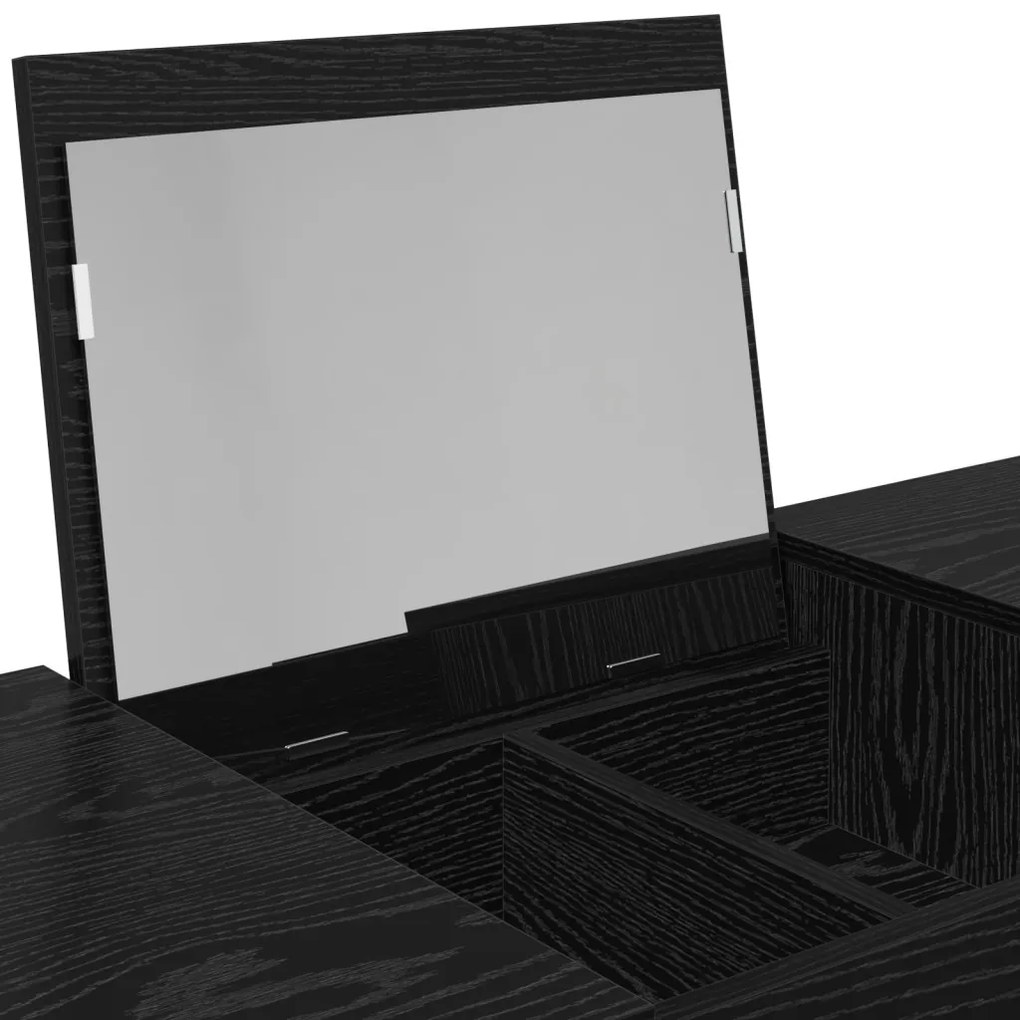 Öltöztető Asztal Tükörrel Fekete Tölgy 100x45x76 cm