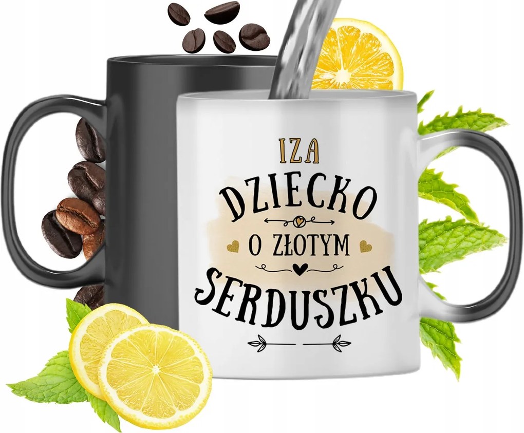 Mágikus bögre Iza számára fekete matt nyomott mintával 330ml