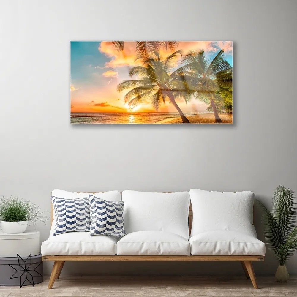 Fali üvegkép Pálmafa Sea Landscape 120x60cm