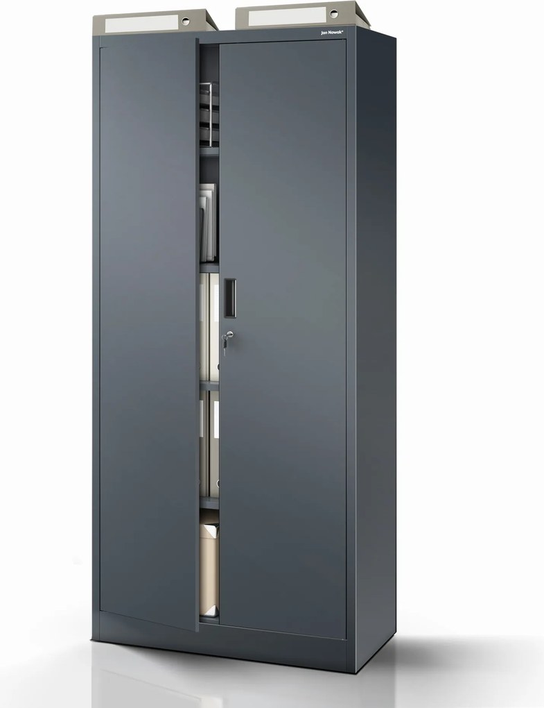 4 polcos fém irodai szekrény, antracit, 1750x800x400 mm: JAN Compact