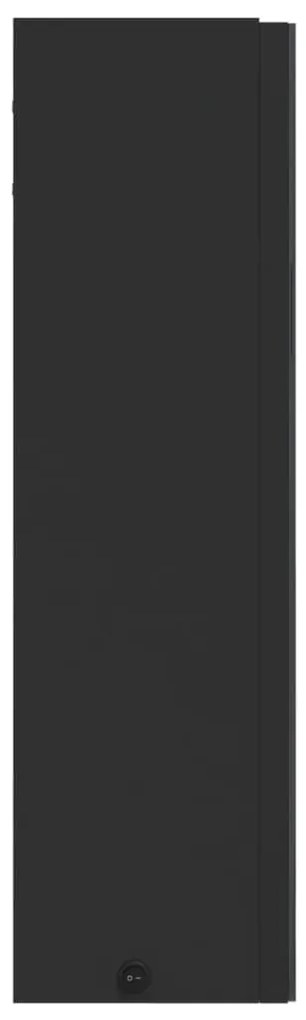 fekete tükrös fürdőszobaszekrény LED-del 60 x 13 x 52 cm