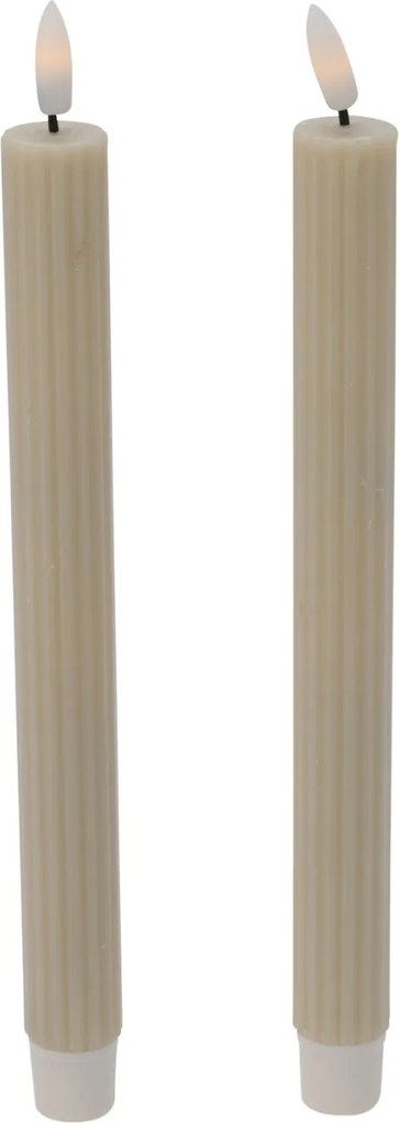 Asztali Gyertya Viaszolt Bézs Led 25CM 2DB-OS Szett Elemes