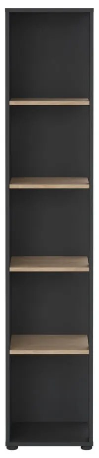 Antracitszürke-natúr színű könyvespolc tölgyfa dekorral 41x205 cm Sign – Tvilum