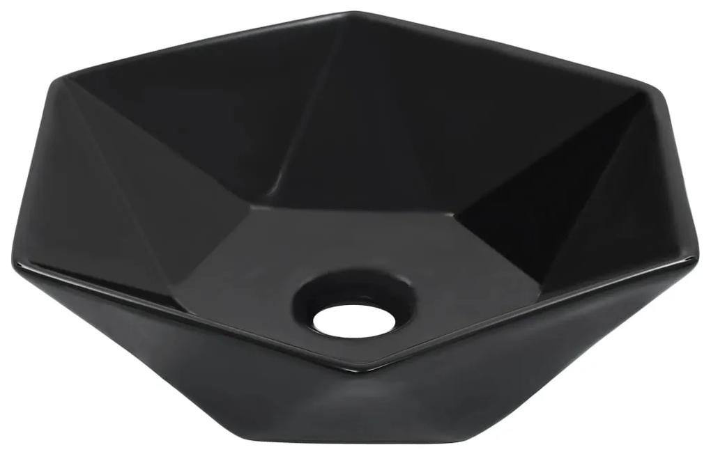 vidaXL fekete kerámia mosdókagyló 41 x 36,5 x 12 cm