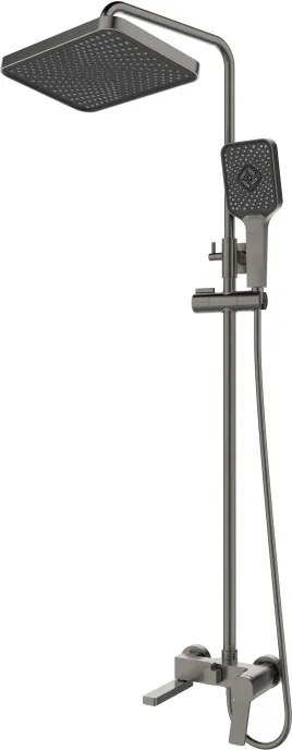 Caldo Freddo Zuhanyrendszer - CSAPTELEPPEL - szögletes - fejzuhany, zuhanyfej, gégecső - GUNMETAL