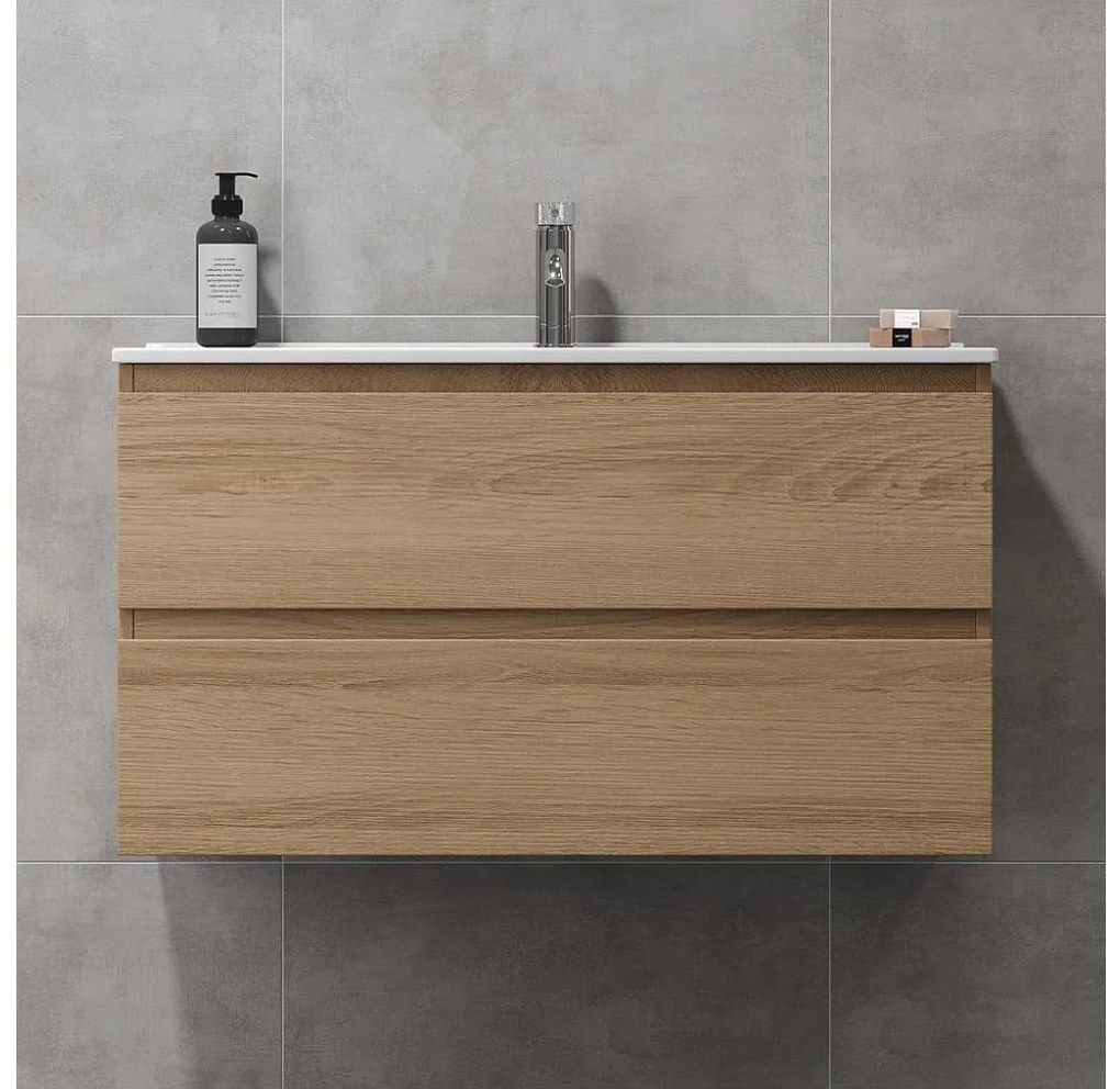 KENWOOD 91 cm-es mosdószekrény mosdóval, tölgy