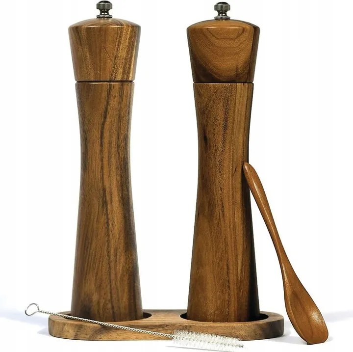 2×Kézi só- és borsdaráló szett állvánnyal