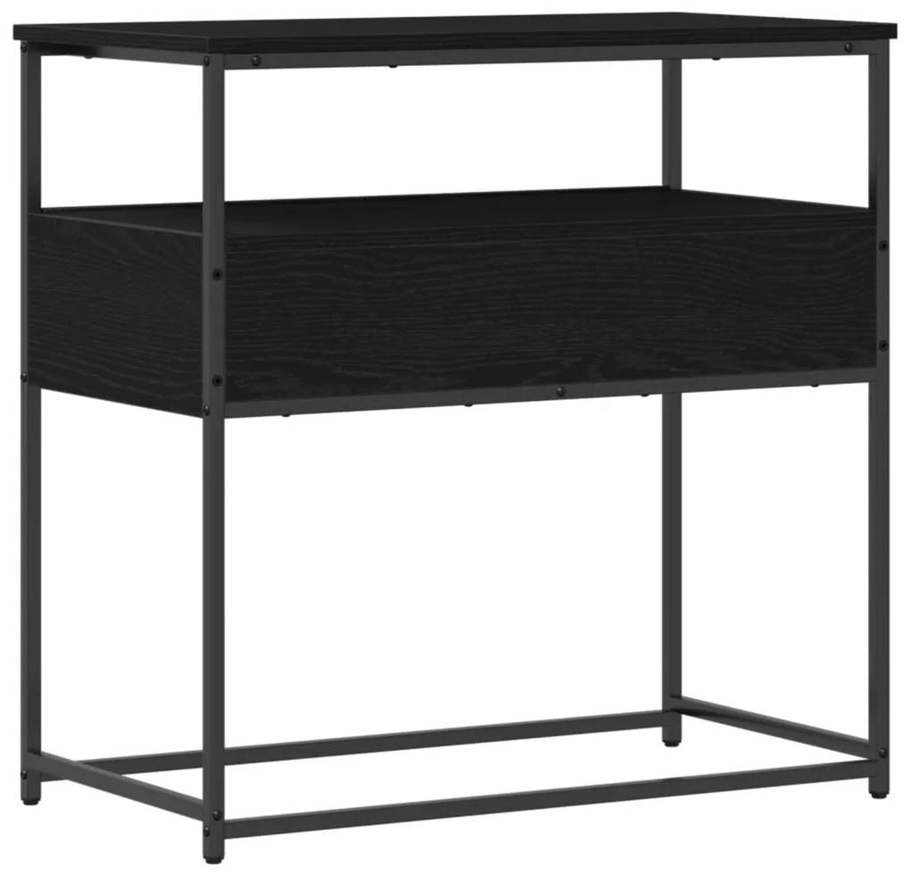 Konsol asztal Fekete Tölgy 75x40x75 cm Mérnöki Fa és Acél