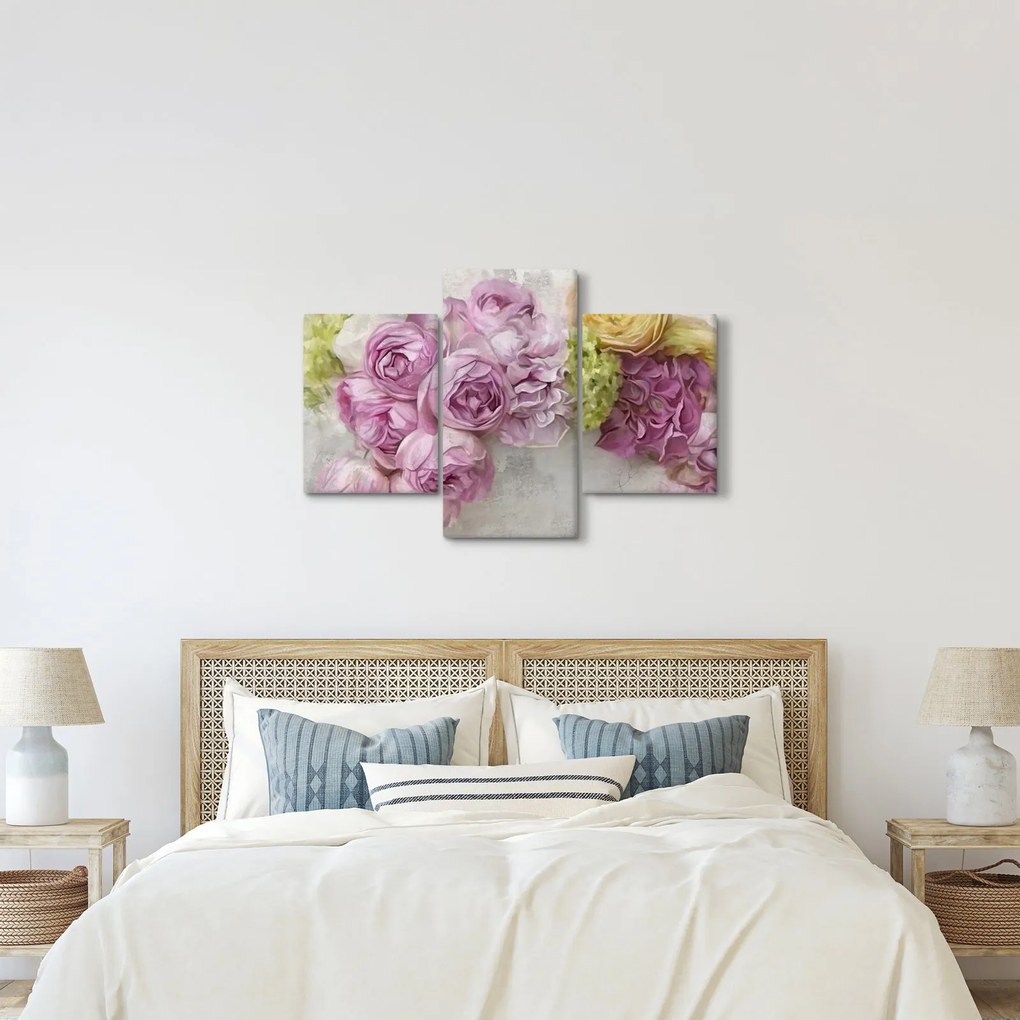 Kép - Virágok a falon pasztell színekben (90x60 cm)