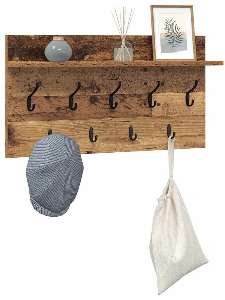 Fali Kabáthorog polcokkal Régi fa 80 x 40 x 12 cm Faanyag