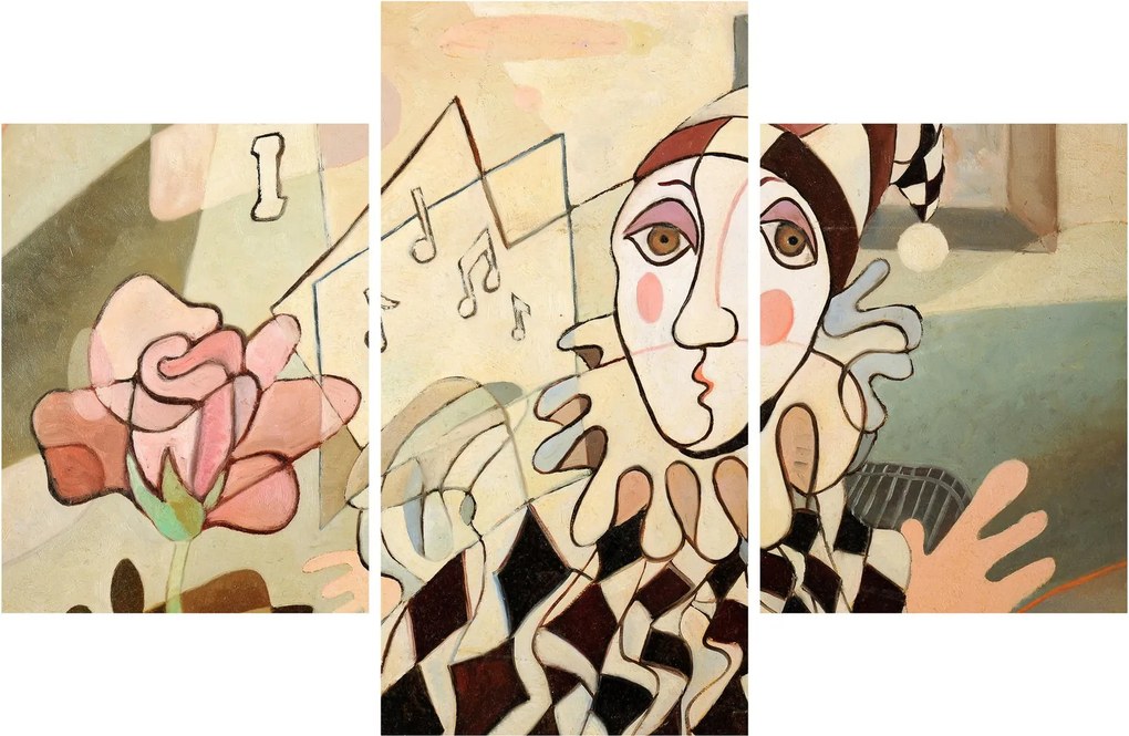 Kép - kubizmus -harlequin and rose (90x60 cm)