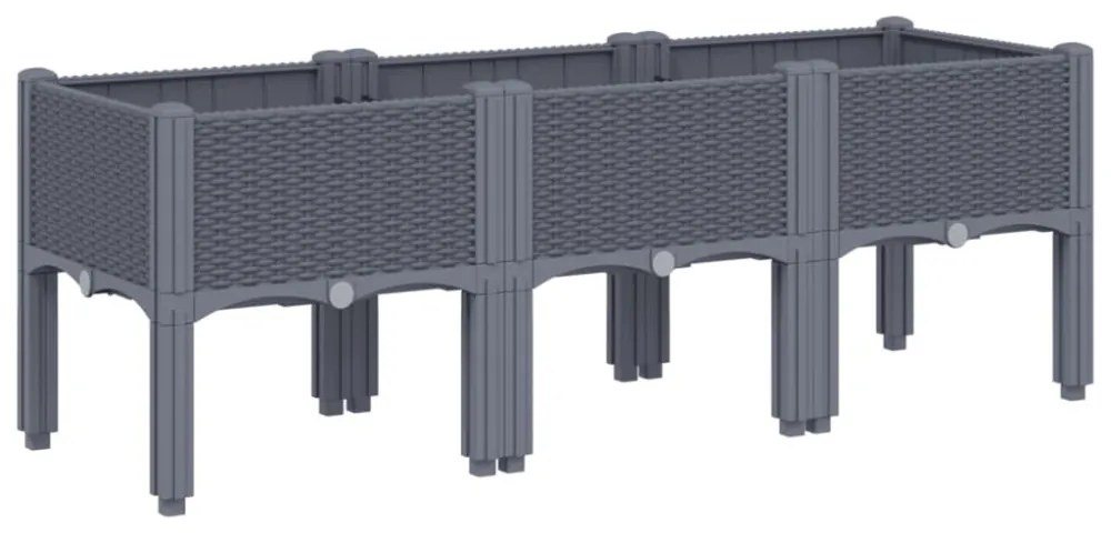 szürke PP rácsos kerti ültetőláda 120 x 40 x 42 cm
