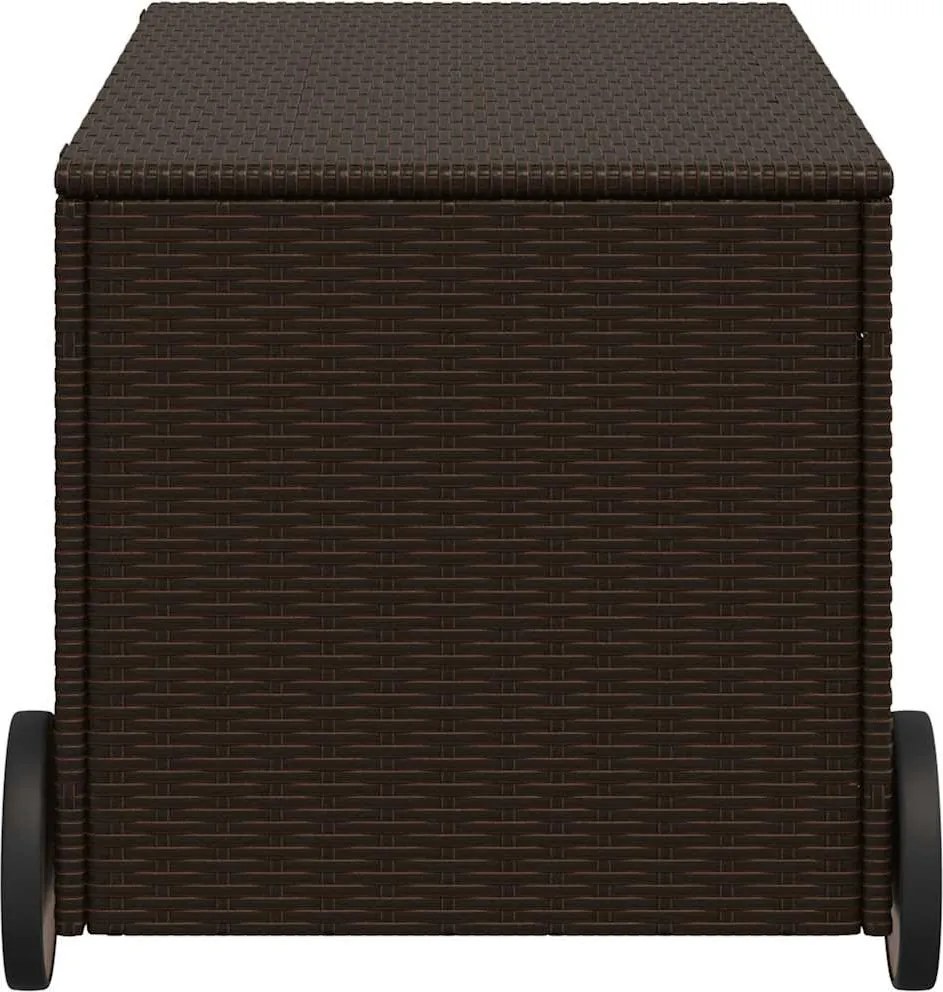 vidaXL barna polyrattan kerti tárolóláda kerekekkel 190 L