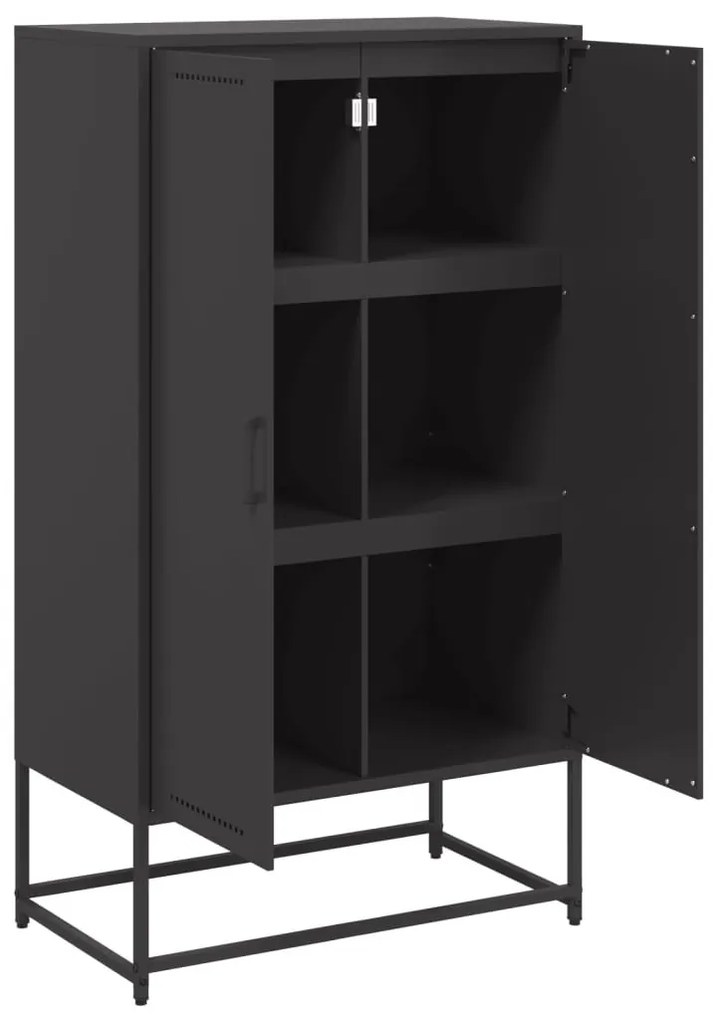 fekete acél magasszekrény 68,5x38,5x123,5 cm