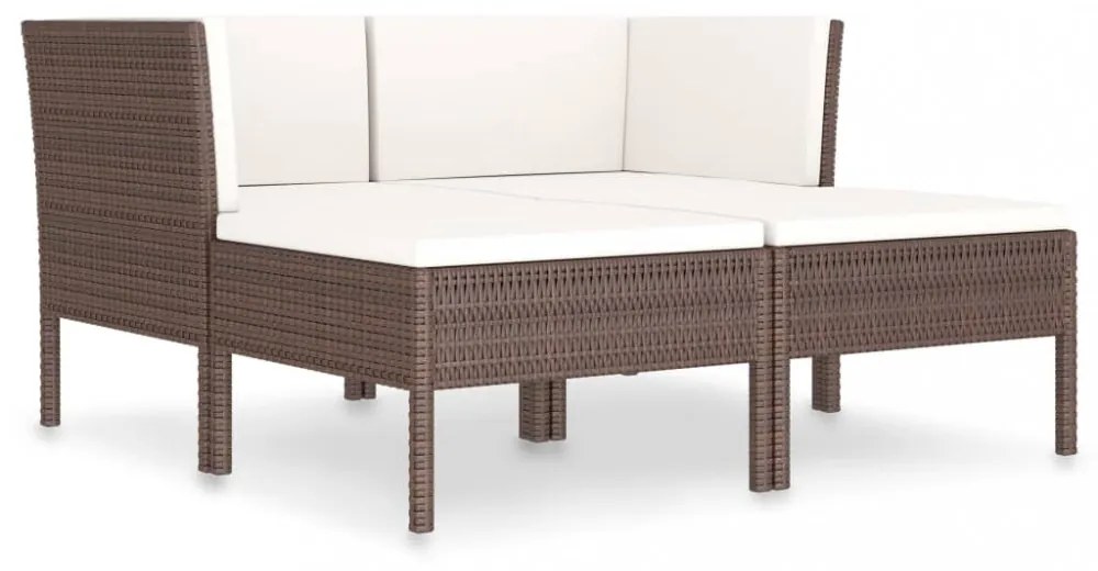 4 részes barna polyrattan kerti bútorszett párnákkal