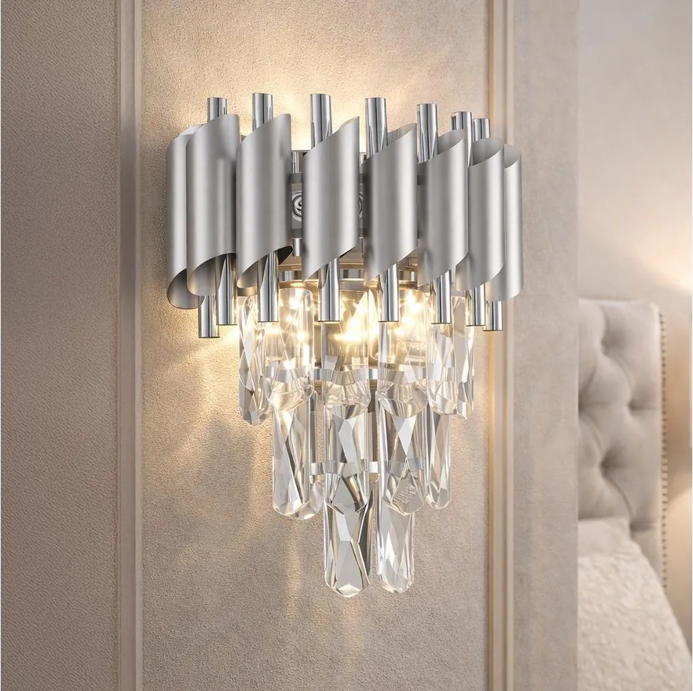 Brilagi - ECLIPSE fali lámpa 2xE14/10W/230V ezüstszínű