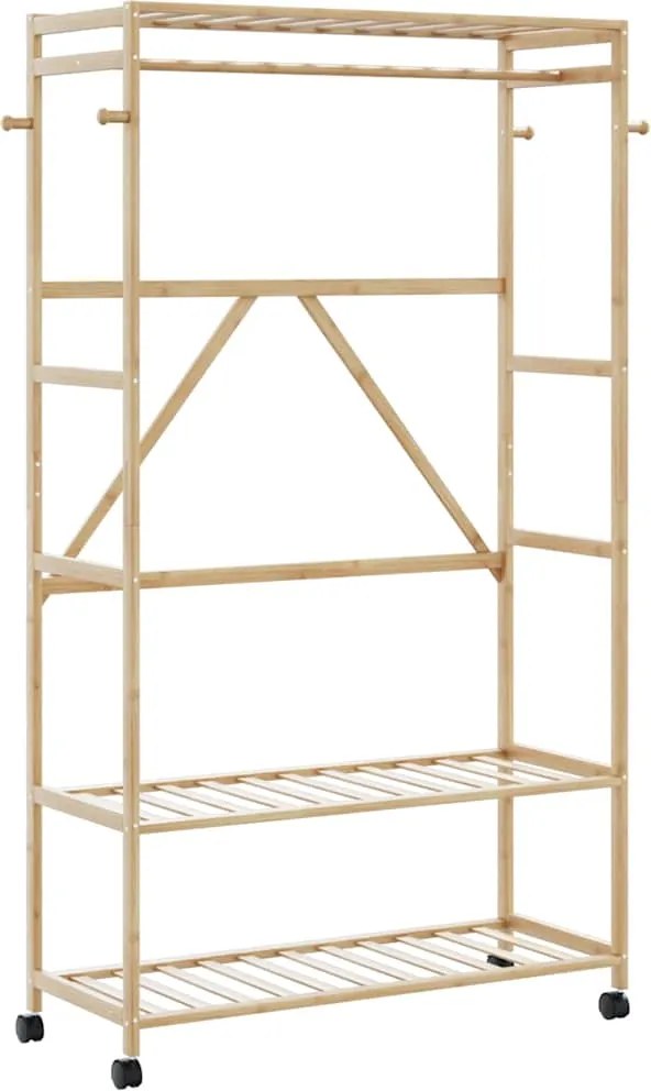 vidaXL bambusz ruhaállvány polcokkal és kerekekkel 110x40x180 cm