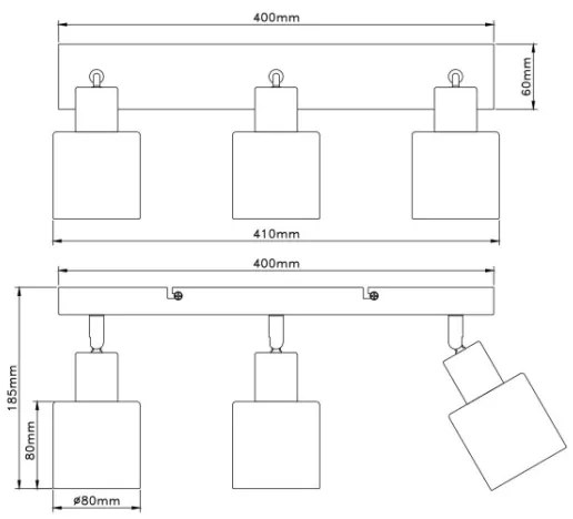 Globo 54114-3 - TRENT irányítható spotlámpa 3xE14/25W/230V