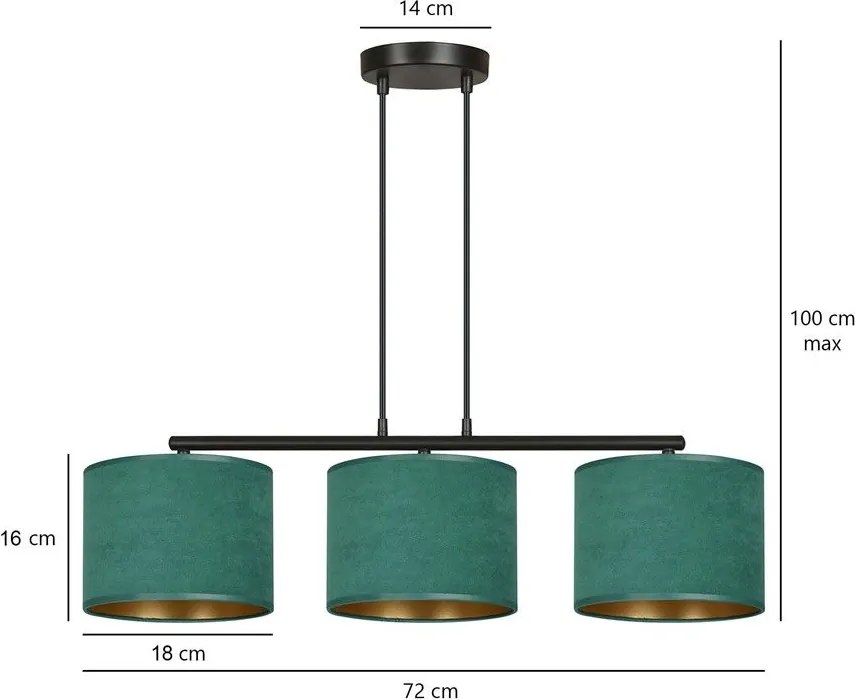Emibig modern függeszték hilde fekete zöld emi1051/3